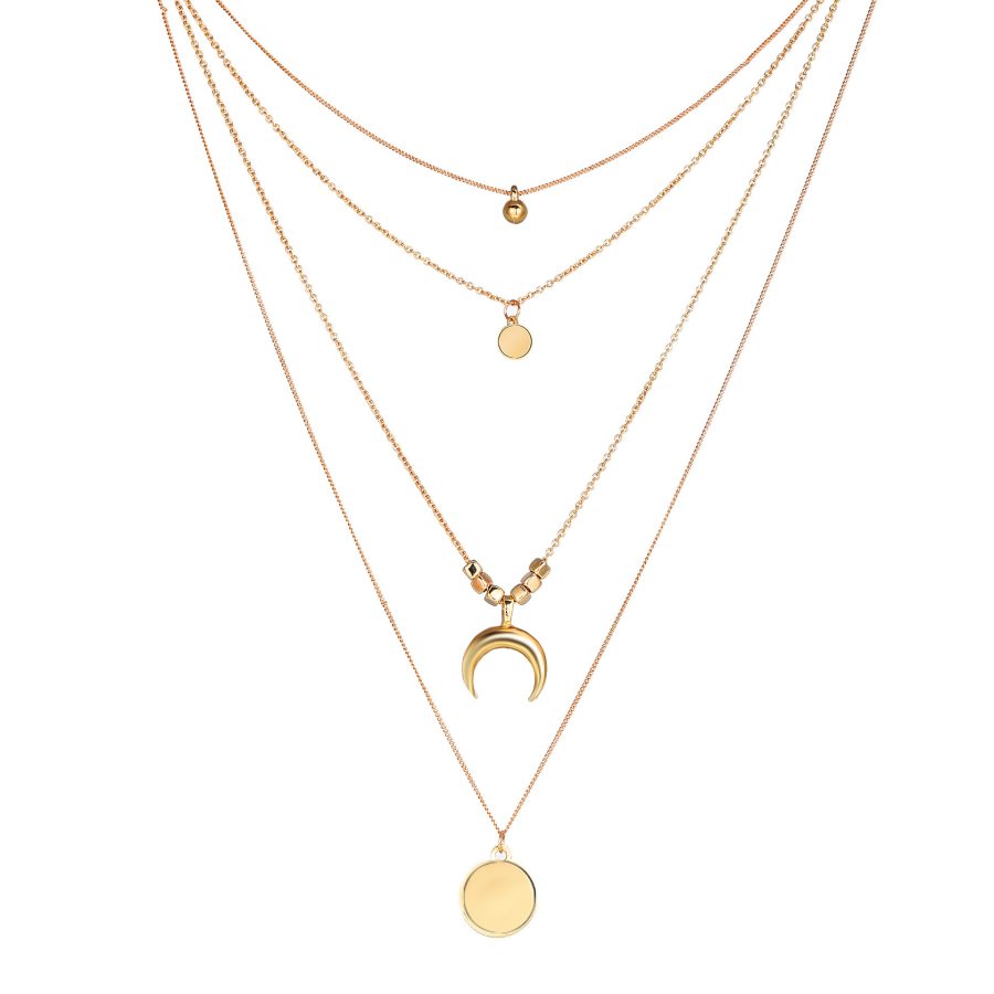 Personalized multi-layer crescent round piece Pendant - Image 3