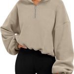 Loose Sport Pullover Hoodie Women Solid Color Zipper Stand Collar Sweatshirt Thick Warm Clothing - Image 6