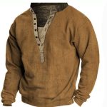 Men Casual Chest Button Sports Pullover Long Sleeve - Image 2