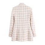 Lapel Long Sleeved Double Breasted Check Blazer Women - Image 2