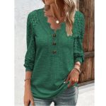 Women's Long Sleeve Shirt Leisure Pullover Slim Lace T-shirt - Image 4