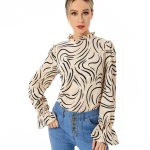 Ladies Graphic Casual Balloon Sleeve Shirt