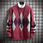 Men's Sweater Round Neck Trend Loose Plaid Top - Image 7