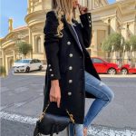 Blends Women Long Coats Trench Notch Collar Double Breasted Vintage Elegant - Image 4