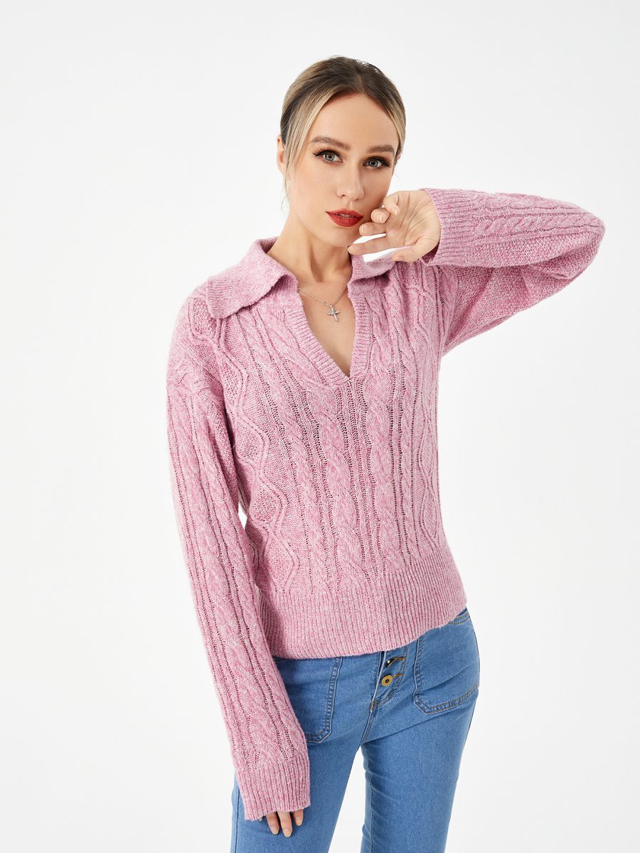 Women's Warm Casual Lapel Sweater - Image 2