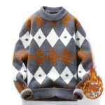 Personalized Knitting Men's Plush Thickened Top Long-sleeved Round Neck Sweater - Image 3