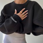 Loose Sweater Women's Casual Round Neck Pullover Tops Solid Color Sports Sweatshirt - Image 3
