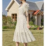 Sweet Print Pearl Square Tie Midi Dress - Image 3