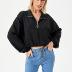 Women's Loose Casual Half Zipper Sweatshirt - Image 6