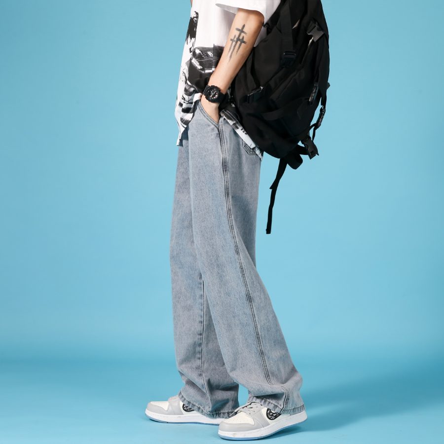 Straight Loose Jeans Men Casual Trousers Hip Hop Cargo Denim Pants With Zipper - Image 3