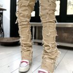 Men Trousers Individual Patched Pants Long Tight Fit Stacked Jeans For Mens Clothing - Image 2