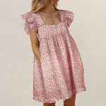 Square neck ruffled flying mini dress - Image 4