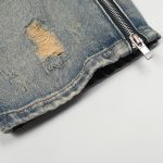 High Street Side Zipper Ripped Jeans Retro Washed Trendy Slim Fit Skinny Slim Looking - Image 4