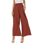 Women Trousers Solid Color Wide Leg High Waist Pants Casual Loose Pants - Image 9