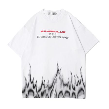 Flame Print Short-sleeved T-shirt Men