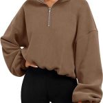 Loose Sport Pullover Hoodie Women Solid Color Zipper Stand Collar Sweatshirt Thick Warm Clothing - Image 5