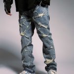 High Street Wash Destroyed Spider Web Straight Leg Jeans - Image 4