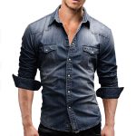 Men Shirt Brand Male Long Sleeve Shirts Casual Solid Slim Fit - Image 5