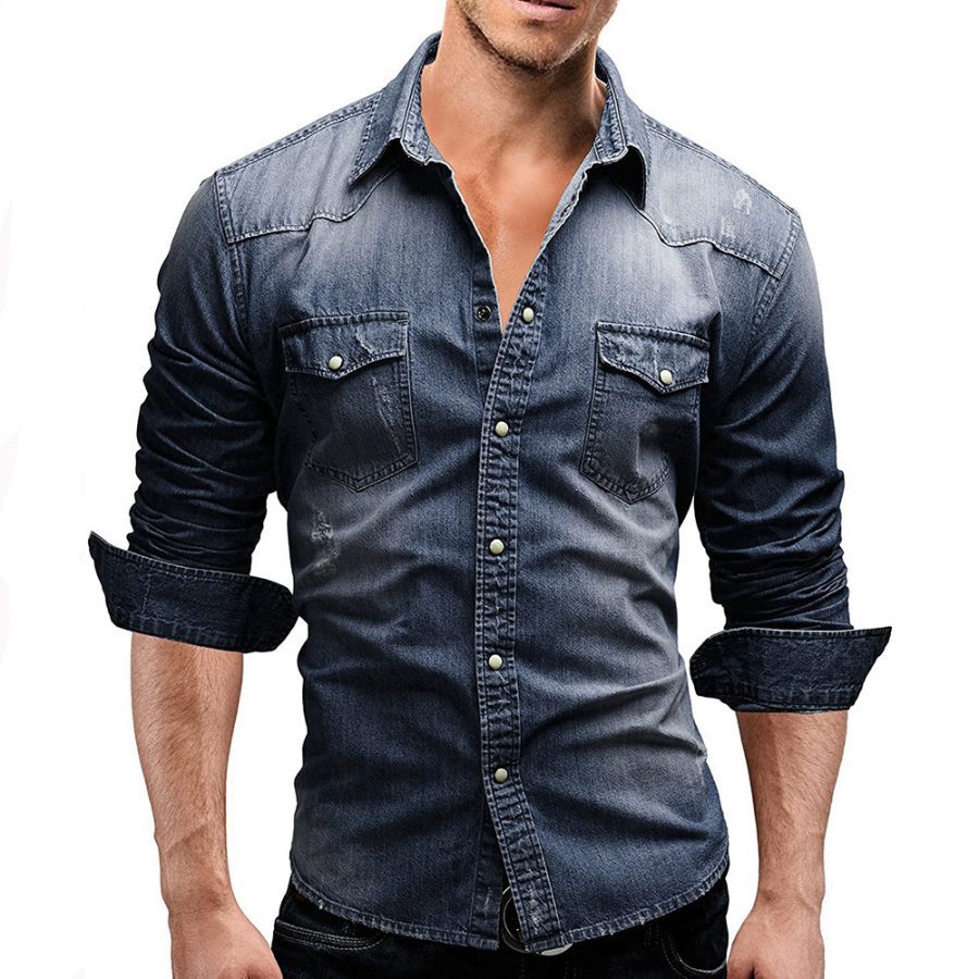 Men Shirt Brand Male Long Sleeve Shirts Casual Solid Slim Fit - Image 5