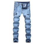 European And American High-street Fashion Men's Zippered Torn Jeans - Image 6