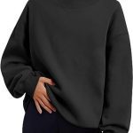 Pullover Sweatshirt Solid Color Loose Tops Round Neck Hoodie Women Thick Clothing - Image 3