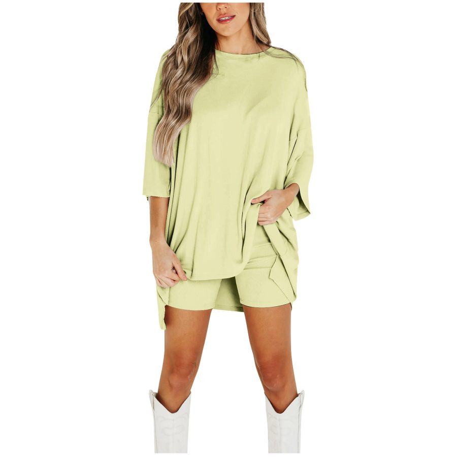 Summer Sweet Beauty Knitted Fashion Casual Solid Color Suit - Image 5