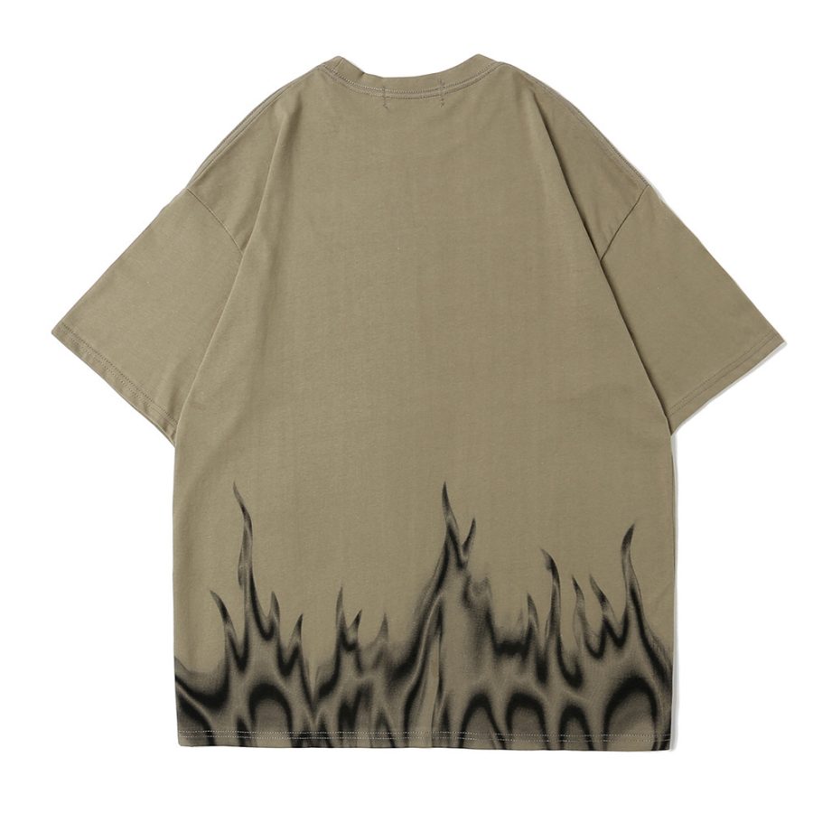 Flame Print Short-sleeved T-shirt Men - Image 2