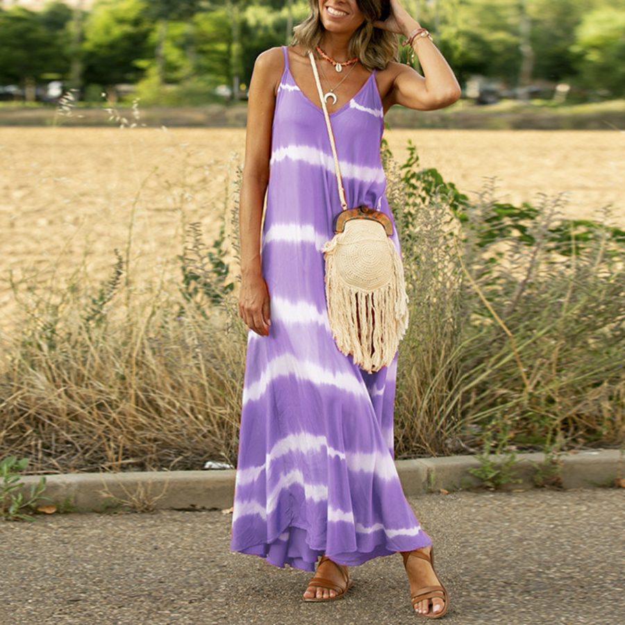 Printed Striped Plus Size Maxi Maxi Dress - Image 2