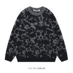 Azure And Other Smoky Rain European And American Dark Contrasting Color Jacquard Knitwear Men's And Women's Round Neck Sweater - Image 6