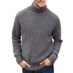 Men's High Collar Solid Color Long Sleeve Knitting Twisted Sweater - Image 7