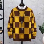 Men's Trendy Plaid Round Neck Sweater Loose - Image 4