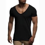 V Neck Short Sleeve Men t Shirt Slim Fit T-shirt Men Thin Top Tee Casual Summer Tshirt - Image 2