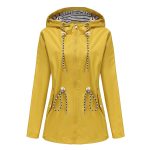 Long Sleeved Splashproof Mid Length Windbreaker For Women's Hooded Raincoat - Image 7