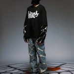 High Street Wash Destroyed Spider Web Straight Leg Jeans - Image 3