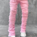 Men Trousers Individual Patched Pants Long Tight Fit Stacked Jeans For Mens Clothing - Image 4