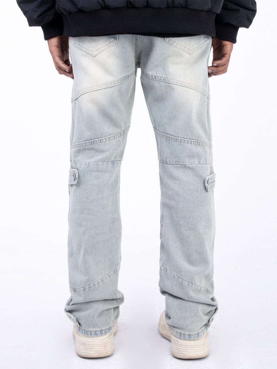 American Retro Line Segmentation Design Straight Leg Pants - Image 2