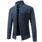 Men's Stand Collar Striped Plaid Zipper Sweater - Image 5