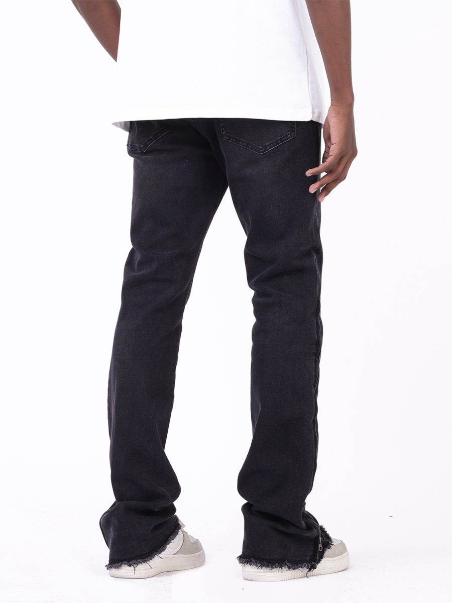 Straight Tube Raw Edge Side Zipper Design Jeans - Image 4