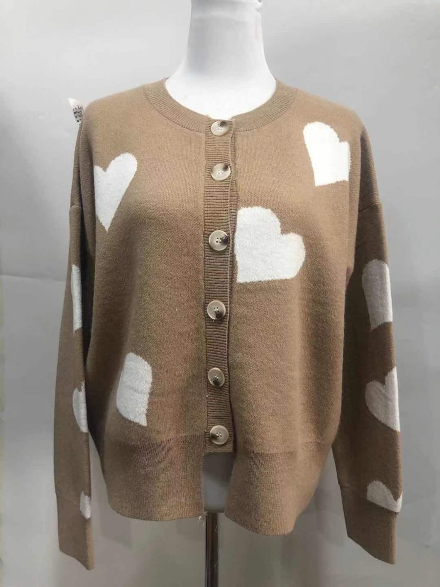 Women's Heart Sweater Single Breasted Cardigan Knitwear Coat Outwear Clothes - Image 7