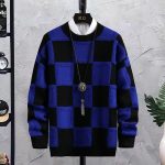 Men's Trendy Plaid Round Neck Sweater Loose - Image 3