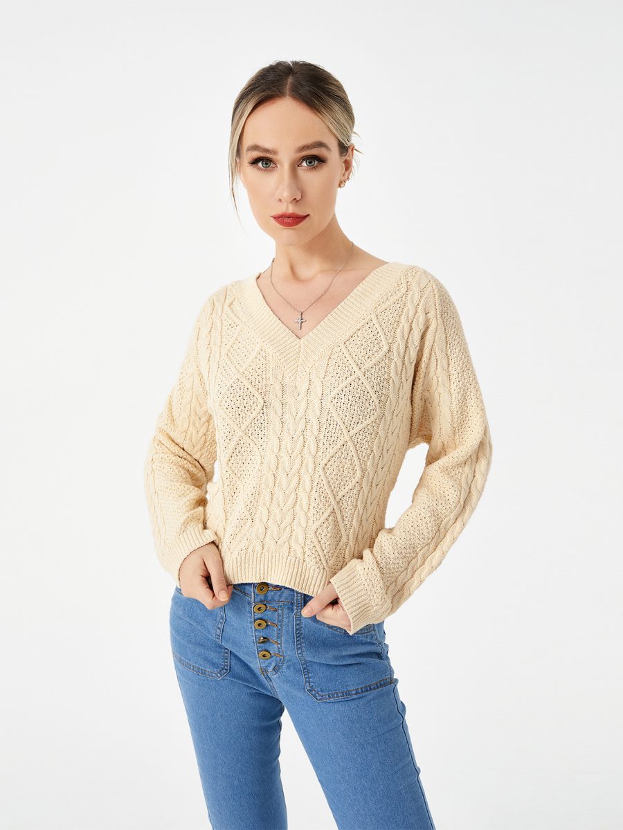 Women's Stretch Casual V-Neck Sweater - Image 2