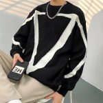 Men's Japanese Vintage Contrast Casual Versatile Round Neck Sweater - Image 4