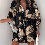 Women's V-Neck Tie Printed Beach Dress - Image 4