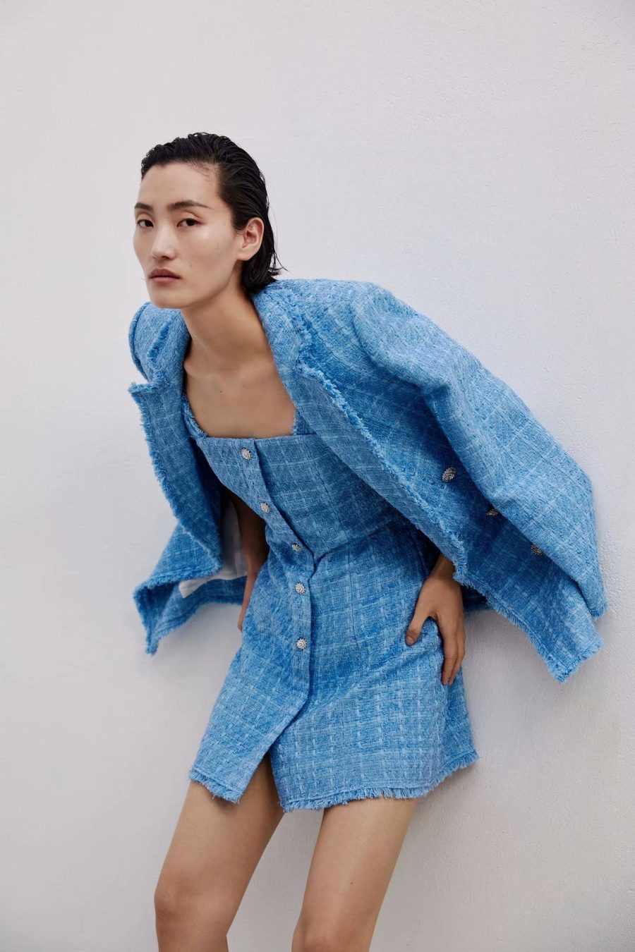 Retro loose suit tweed women's blazer jacket casual women streetwear - Image 9