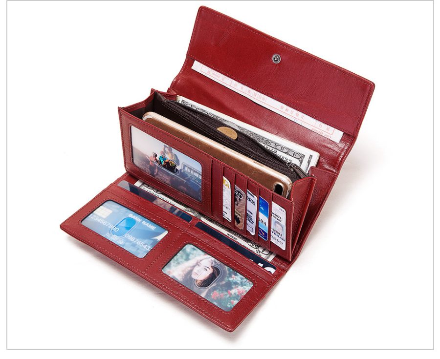 Long Cowhide Multiple Card Slots Coin Pocket RFID Anti-magnetic Women's Handbag - Image 8
