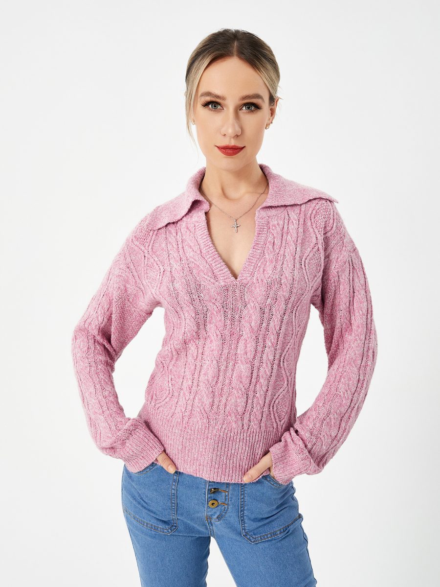 Women's Warm Casual Lapel Sweater - Image 3