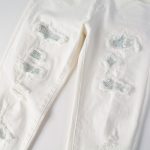 Hot Drill Patch Hole White Slim-fit Pants Male - Image 4