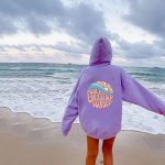 Fleece-lined Sunset Print Kangaroo Pocket Drawstring Hoodie - Image 9