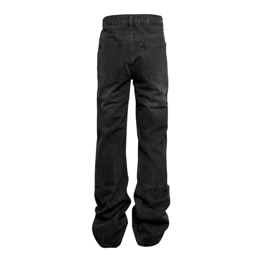 Washed Cracked Black Fit Denim Trousers - Image 3