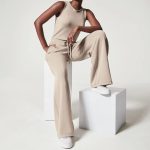 Solid Color Jumpsuit Sleeveless Tops Tie Elastic Pants Romper - Image 3